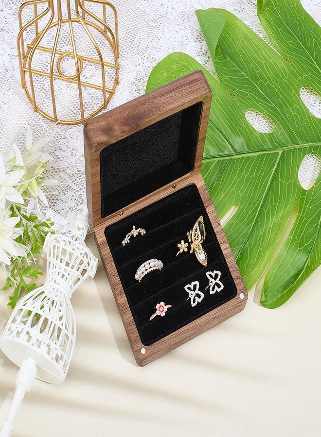 BEUNITONE Solid Wood Jewelry Ring Organizer Case Small Portable Vintage Wooden Jewelry Storage Box Travel Jewelry Ring Holder Case for women, Display Holder Box for Rings Earrings Organizer Weddi - Image 4